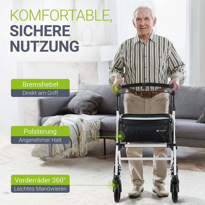 Rollator Aluminium Indoor Rollator klappbar für schmale Wohnräume weiß 110kg - 4262437182919