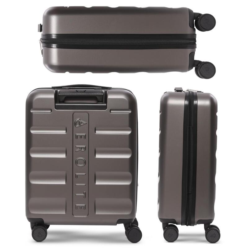 Aerolite Expandable Kabinentrolley 55x40x20cm 4 Rollen Hartschale Charcoal - 5038230172230