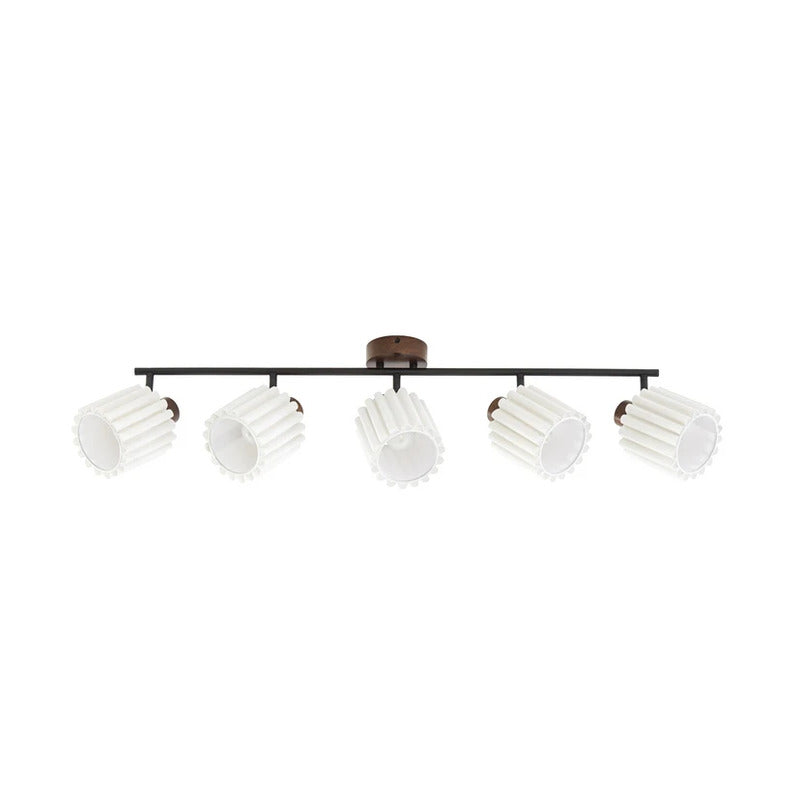 Lindby Deckenstrahler 5-flammig Shiloh LED Strahler Lampe Walnussholz beige 80cm - 4255830917066
