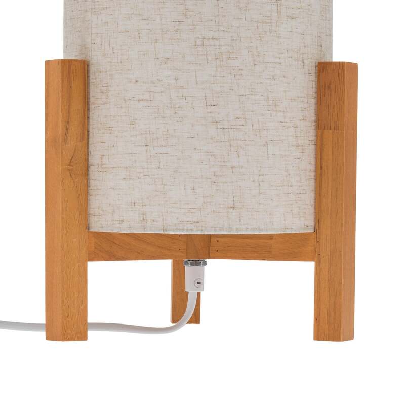 Näve Tischleuchte 3193 Tischlampe Tischlicht Leuchte Holz Leinentextil Höhe 32cm - 4003222889466