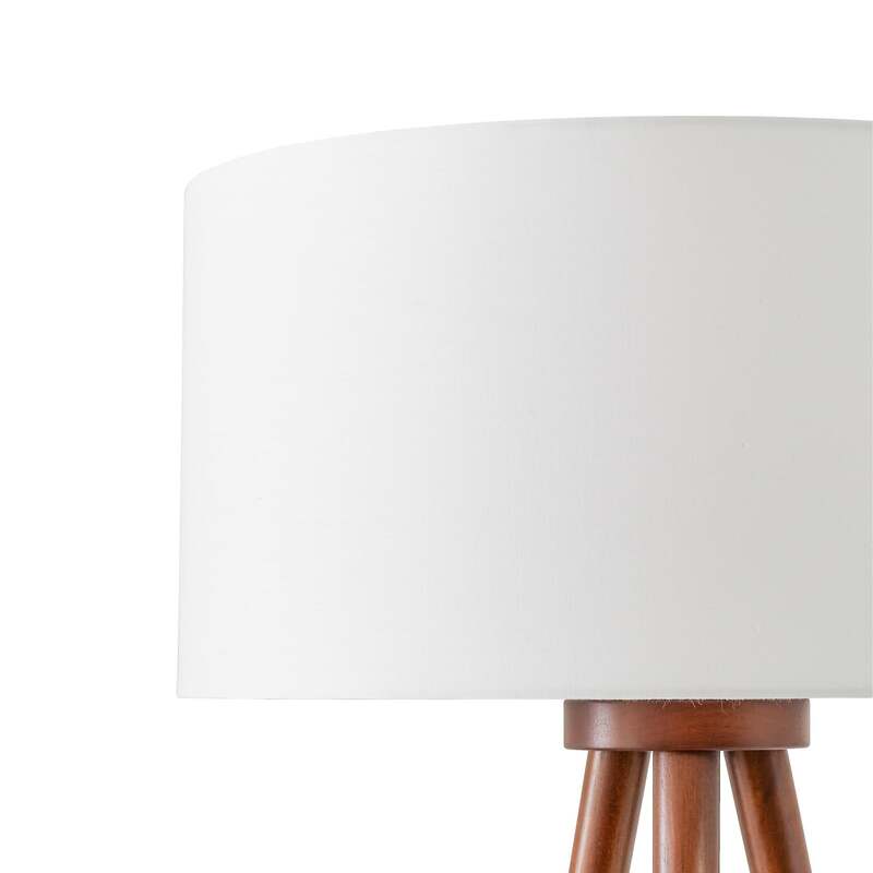 Lindby Stehleuchte Charlia 150 cm weiß Walnussholz E27 15 W mit Schalter - 4255830903090