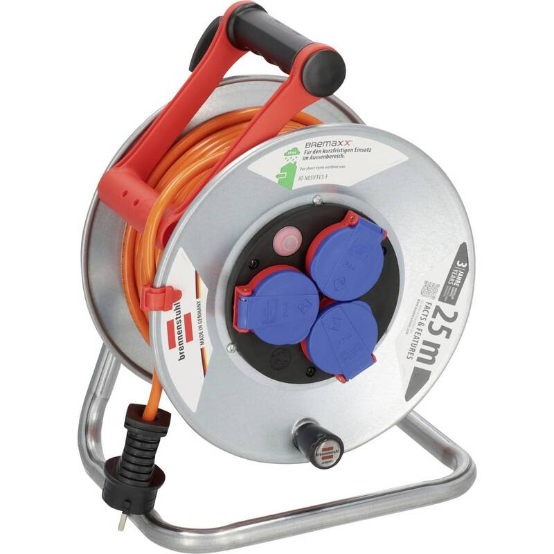 Brennenstuhl 1198740 Kabeltrommel Kabelabroller 25m Orange Schutzkontakt-Stecker - 4007123683079