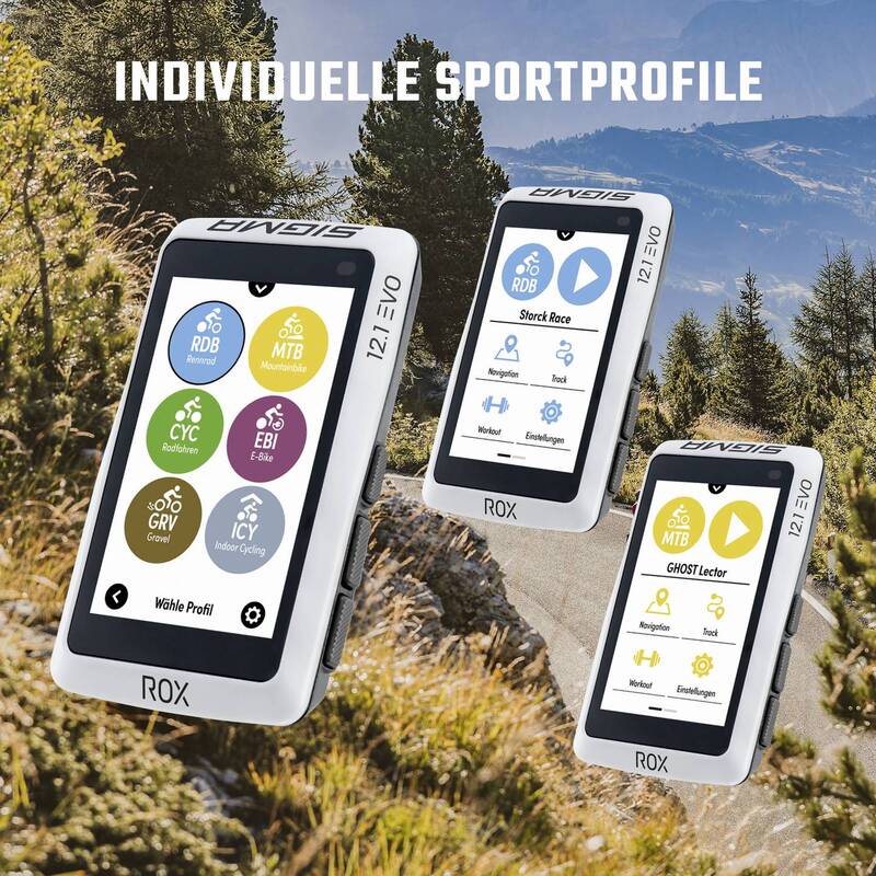 Sigma Fahrrad-Navi ROX 12.1 EVO Bluetooth GPS GLONASS Europa 3 Zoll 110g weiß - 4016224010431