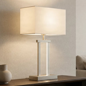 B-Ware Lindby Tischleuchte Lampe Sigurd LED dimmbar weiß nickel 54cm Höhe 32cm Breite