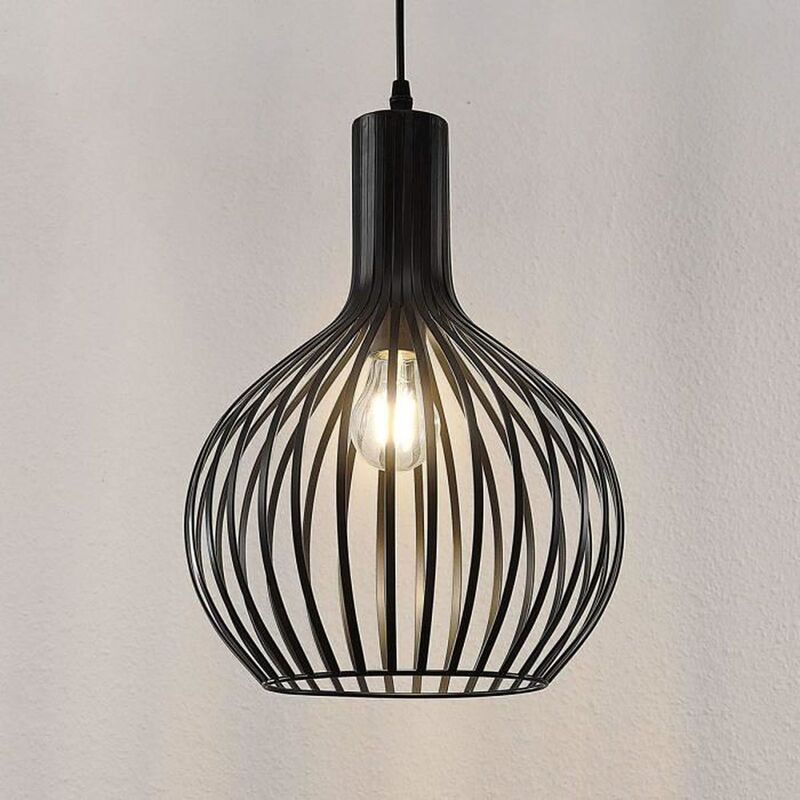 Lampenwelt Käfig-Pendelleuchte Pendelleuchte Lampe Leuchte Anina schwarzem Metal - 4251096552911