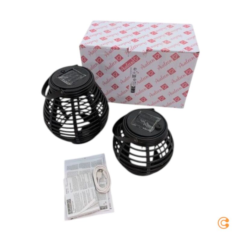 Pauleen Laterne Windlicht Solar LED schwarz Kunststoff Set Garten Dekolicht Auße - 4000870482933
