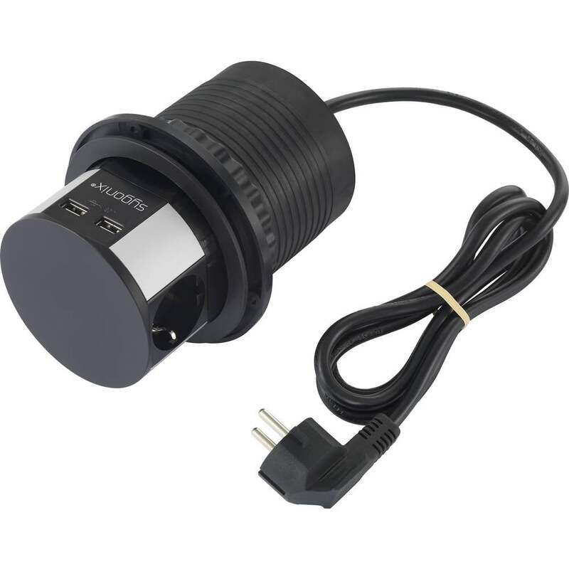Sygonix SY-4780156 Steckdosenturm Schwarz Silber Schutzkontakt Steckdose 2 STÜCK - 4064161188492