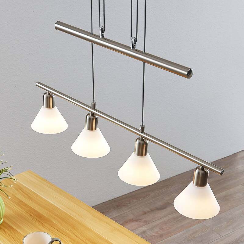 Lindby Pendelleuchte Lampe Leuchte Hängeleuchte Delira LED dimmbar nickel 4-flg - 4251096563023