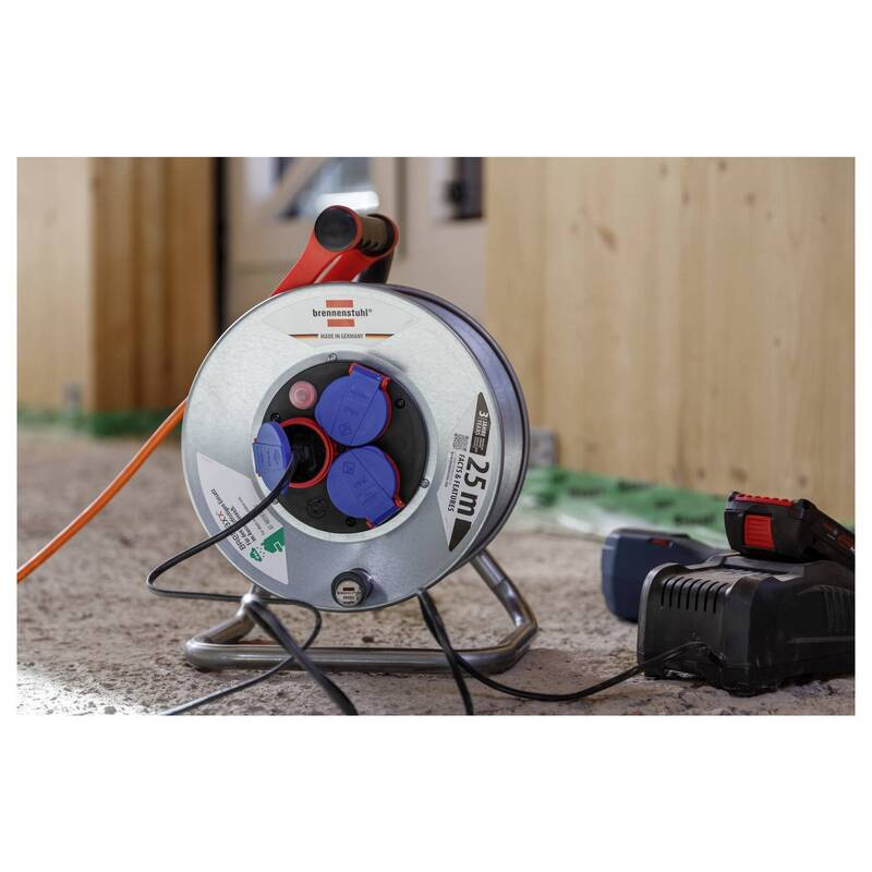 Brennenstuhl 1198740 Kabeltrommel Kabelabroller 25m Orange Schutzkontakt-Stecker - 4007123683079