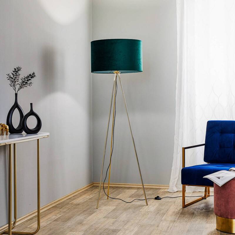 Domiluce Stehleuchte Lampe Monaco Dreibein gold grüner Samt elegantes Licht - 5905563001240