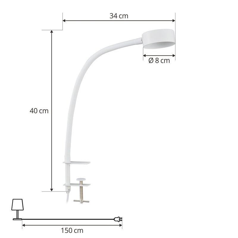 Lindby Schraubklemmleuchte Klemmleuchte Jyla Flexarm weiß matt Eisen GX53 - 4251911770674
