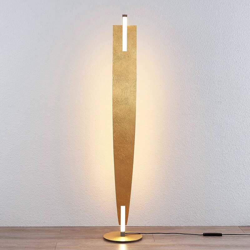 Lucande Stehleuchte Lampe Marija LED dimmbar goldfarben 140cm warmweiß 3000K - 4251096552676
