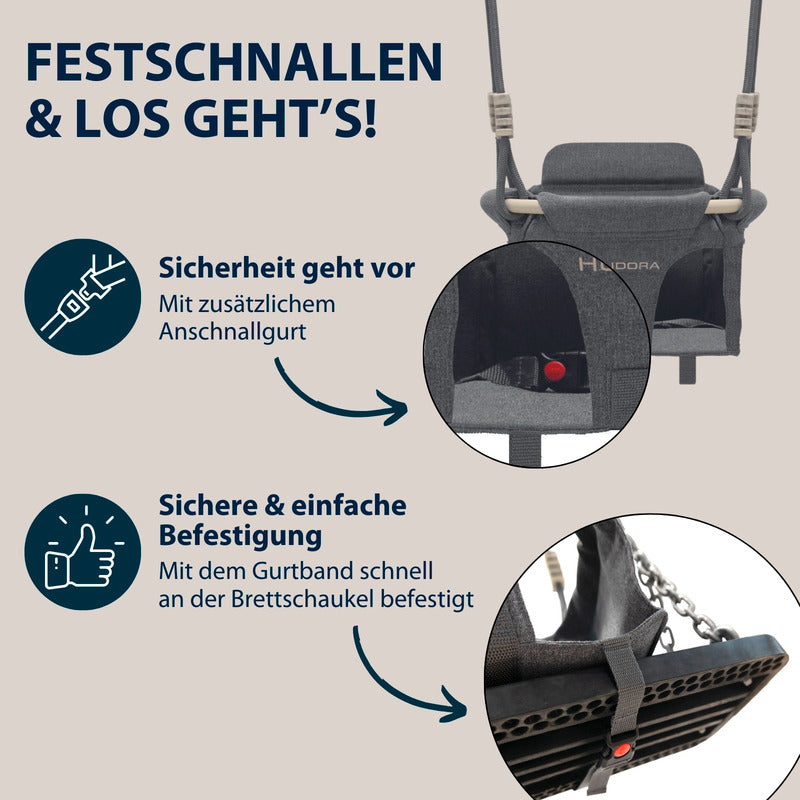 HUDORA Schaukelaufsatz grau für Kinder 1-2 Jahre Indoor Outdoor bis 12 kg - 4005998721032