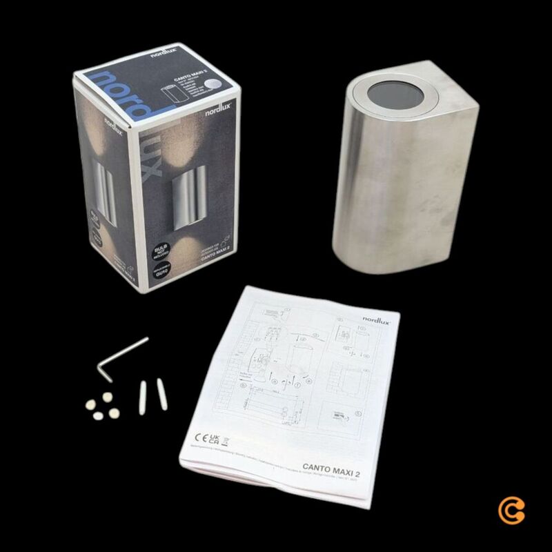 Nordlux Außenwandleuchte Canto Maxi 2 Gartenlampe Leuchte IP44 Edelstahl - 5701581483880
