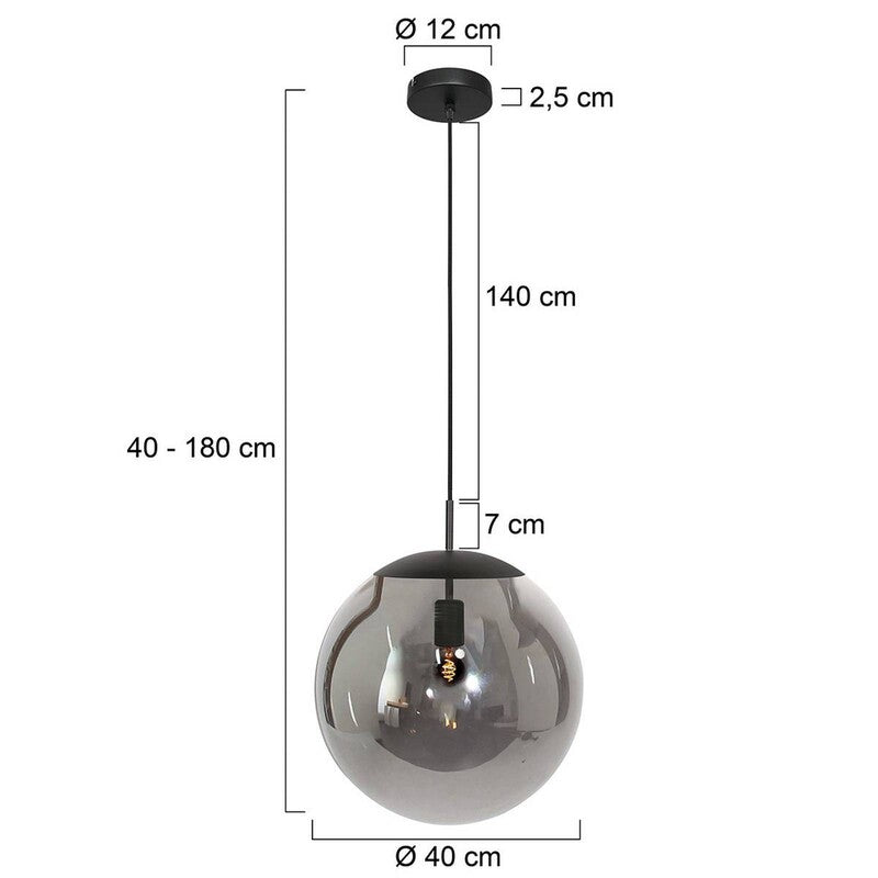 Steinhauer Hängeleuchte Bollique Pendelleuchte Lampe schwarz Ø40cm Rauchglas - 8712746177558