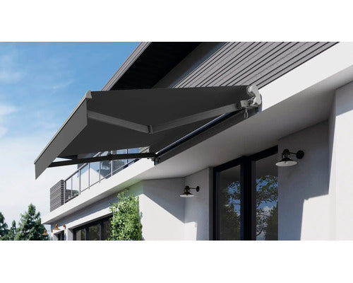 SunStyle Gelenkarmmarkise Markise Sonnenschutz 4x3m Stoff Uni grau - 4306517445782