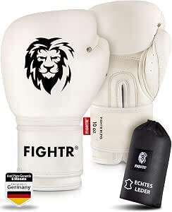 B-Ware FIGHTR Boxhandschuhe aus echtem Leder 16 oz für Boxen MMA Kickboxen inkl