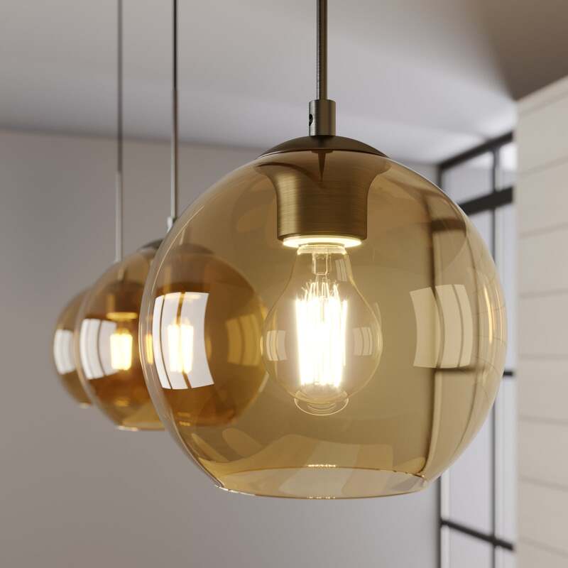 Lindby Sofian Hängeleuchte Pendelleuchte Deckenlampe Leuchte dreiflammig amber - 4251096565447