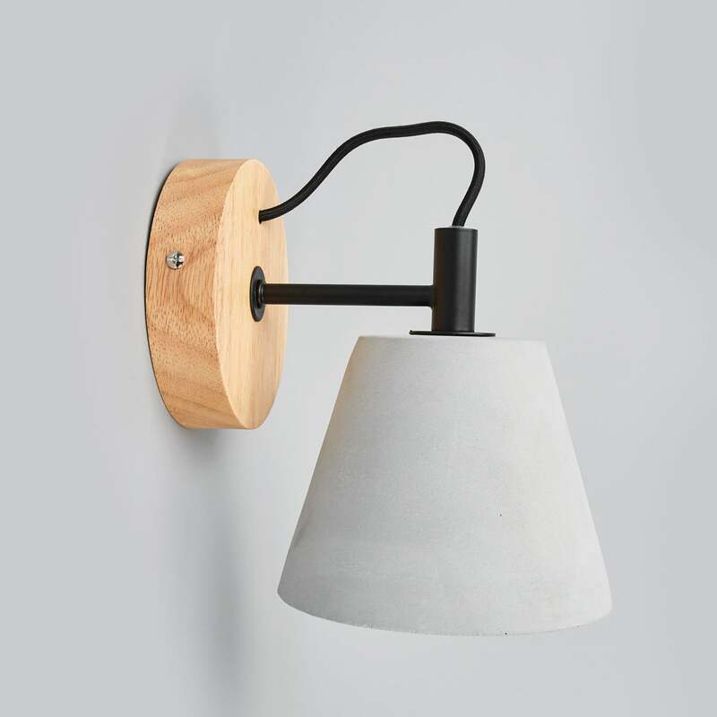 Lucide Wandleuchte Possio LED Wandlampe Beton Holz dimmbar hellgrau schwarz - 5411212030887