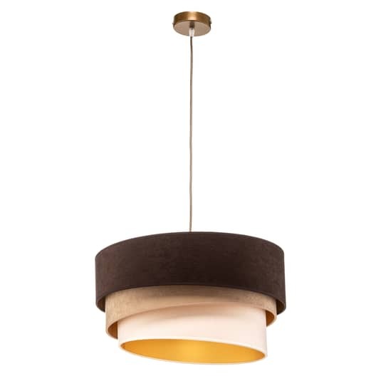 Lampenwelt Hängeleuchte Devon braun beige ecru gold Ø45cm Hängeleuchte Deckenlam - 5903689180245
