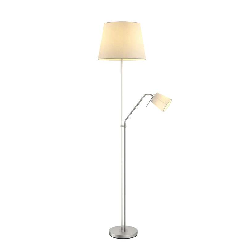 Lindby Stehleuchte Nantwin LED Stehlampe Lampe Leselampe nickel weiß 175cm - 4251096573411