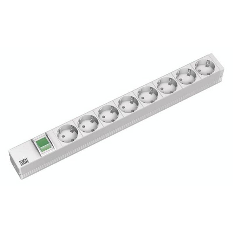 BACHMANN 333.416 19" 1HE Steckdosenleiste 8xSchuko 230V 16A Aluminium grau - 4016514014590