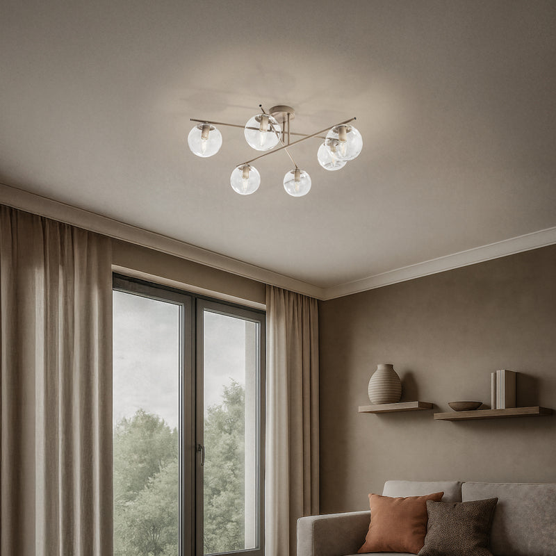 Zoe Deckenleuchte Lampe Glas beige Metall Wohnraumleuchte Deckenlampe 72 cm - 5905563000045