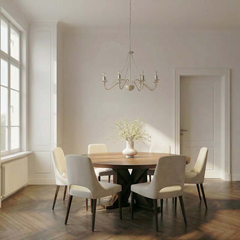 Kronleuchter Malbo Hängelampe Licht 8-flammig LED dimmbar weißgold Metall Ø77cm - 5902349238012