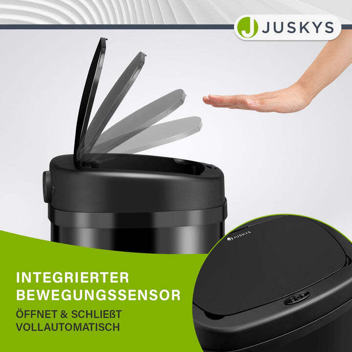 Rechteckiger Mülleimer mit Sensor Automatischer Abfalleimer 60 L schwarz - 4260565529811