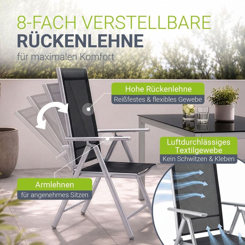 Gartengarnitur Milano Gartenset 7-teilig Aluminium Tischgruppe UV-beständig - 4260565523000