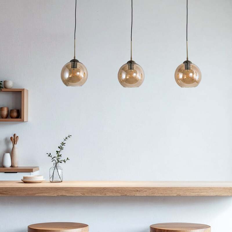 Lindby Pendant Light Sofian, Amber, Glass, 100 Cm, 3-bulb - 4251096565447