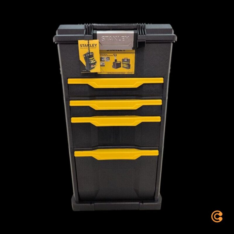 Stanley Werkzeugbox Kunststoff schwarz mit Teleskopgriff und 3 Werkzeugboxen - 3253561792069