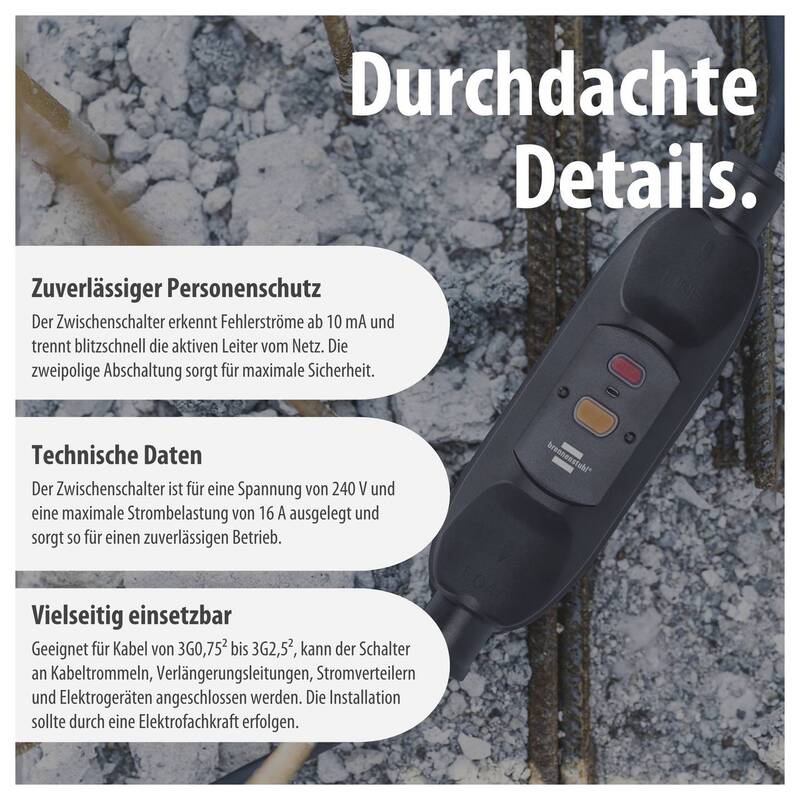 Brennenstuhl Personenschutzschalter Schutzschalter PRCD Zwischenstecker IP66 - 4007123688920