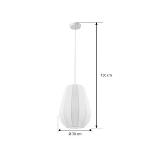 B-Ware Lindby Hängeleuchte Helin weiß Ø 30 cm dimmbar E27 Stoff 150 cm Abhängung