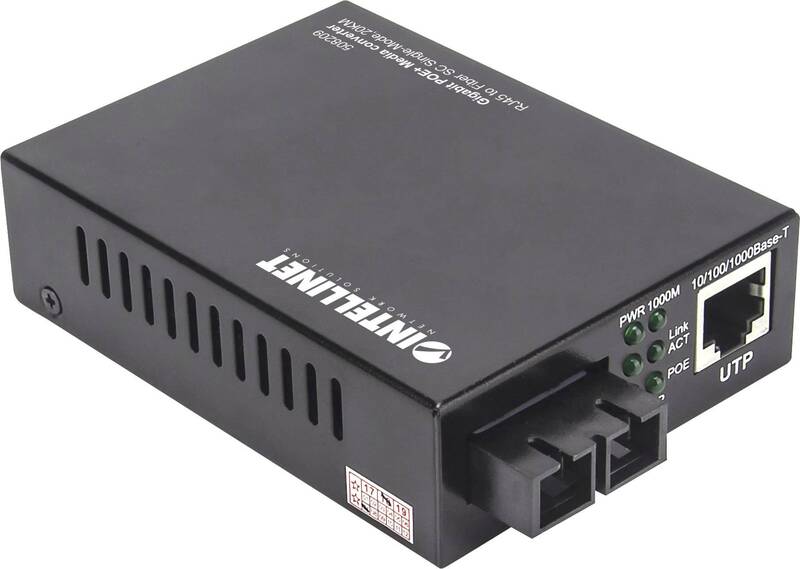 Intellinet Medienkonverter 1000MBit/s Gigabit PoE+ Singlemode 20km PoE+ Injektor - 0766623508209