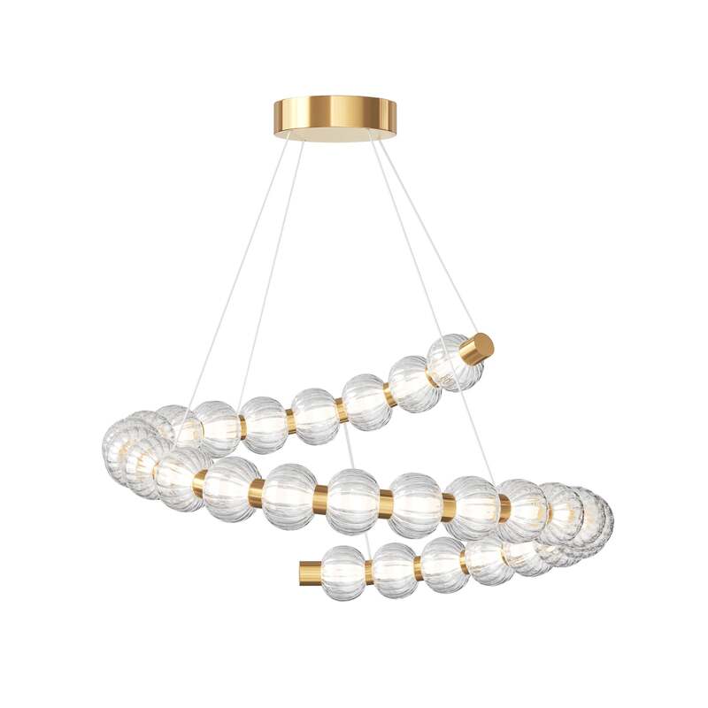 Maytoni Hängeleuchte Pendelleuchte LED Amulet Glas Transparent Gold Warmweiß - 4099776087243