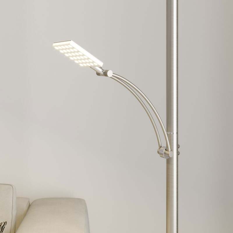 Lucande Stehleuchte Parthena LED dimmbar nickel 180cm Leselampe warmweiß Lampe - 4251096575682
