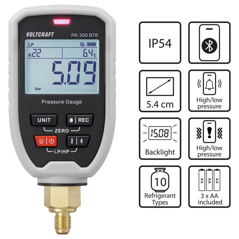 Voltcraft Techno Line PR-300 BTR Druckmessgerät 0-60 bar IP54 250g - 4064161498409