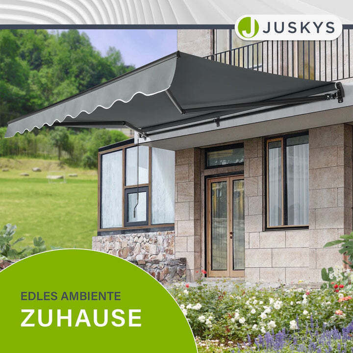 Gelenkarmmarkise 350x300cm grau Handkurbel Sonnenschutz für Terrasse Balkon - 4260565527077