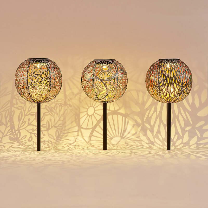 Lindby Gartenleuchte Solarleuchte Vilani LED 3er Set warmweiß IP44 54cm silber - 4251096599398