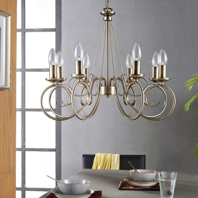 Lindby Kronleuchter Hängeleuchte Marnia LED 8-flg dimmbar altmessing Ø53cm 150cm - 4251096524147