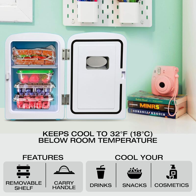 Koolatron Retro-Mini Kühlschrank 4L 12V aqua türkis kompakt für Büro Auto - 59586710025