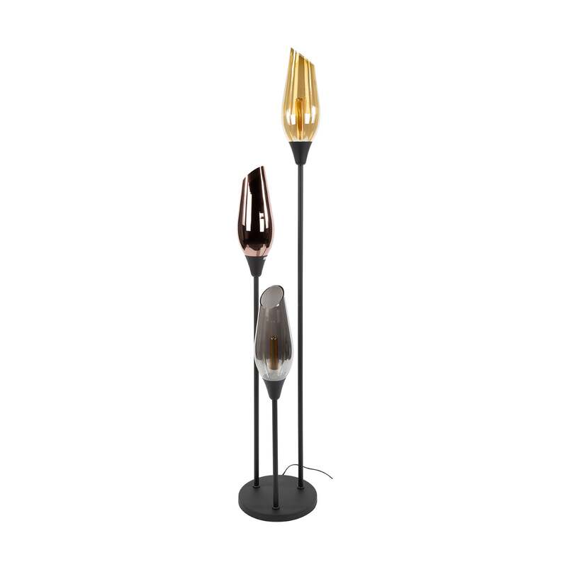 Stehlampe Mixture 168cm 3-flammig Lampe Leuchte bunt transparent schwarz Glas - 8713244076909