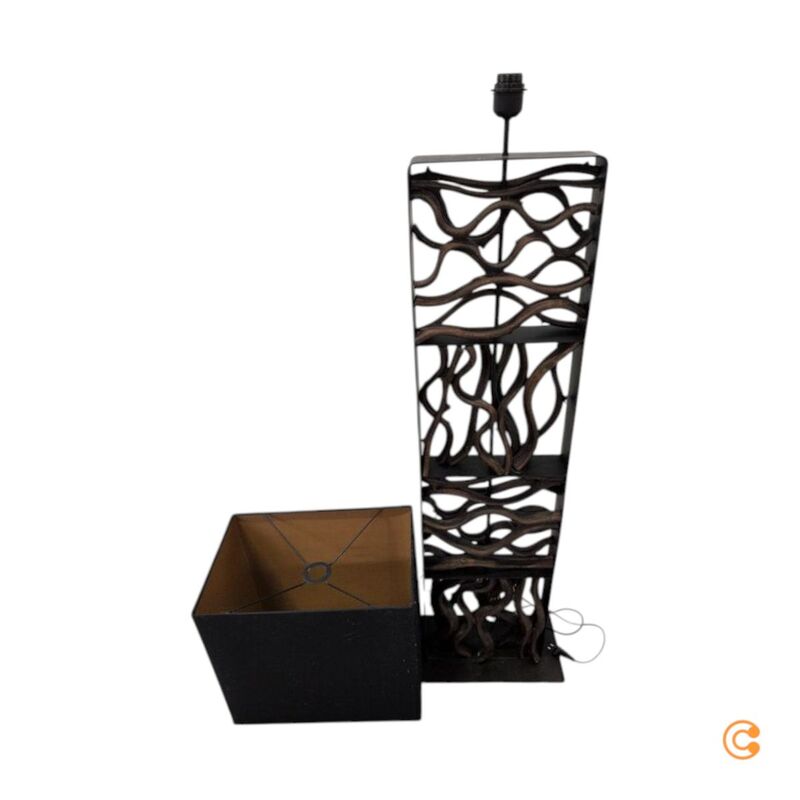 KARE Stehleuchte Nature Wave Lampe Holzfuß E27 schwarz braun 163cm Höhe 1x60W - 4025621518051
