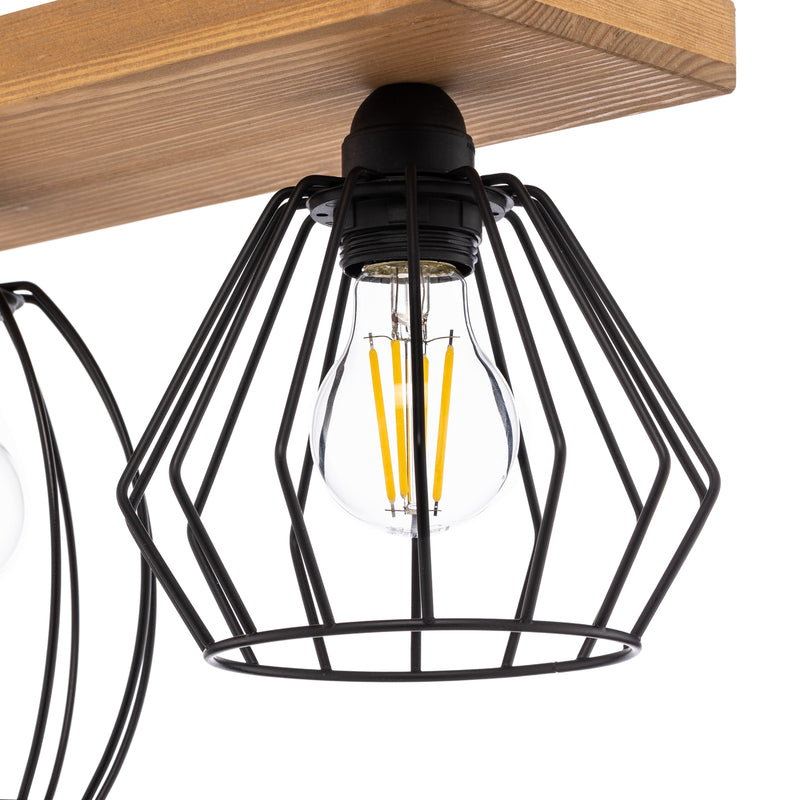 Envostar Deckenlampe Various 4-flg LED dimmbar schwarz Holz 75,6x19cm natur - 4251911754940