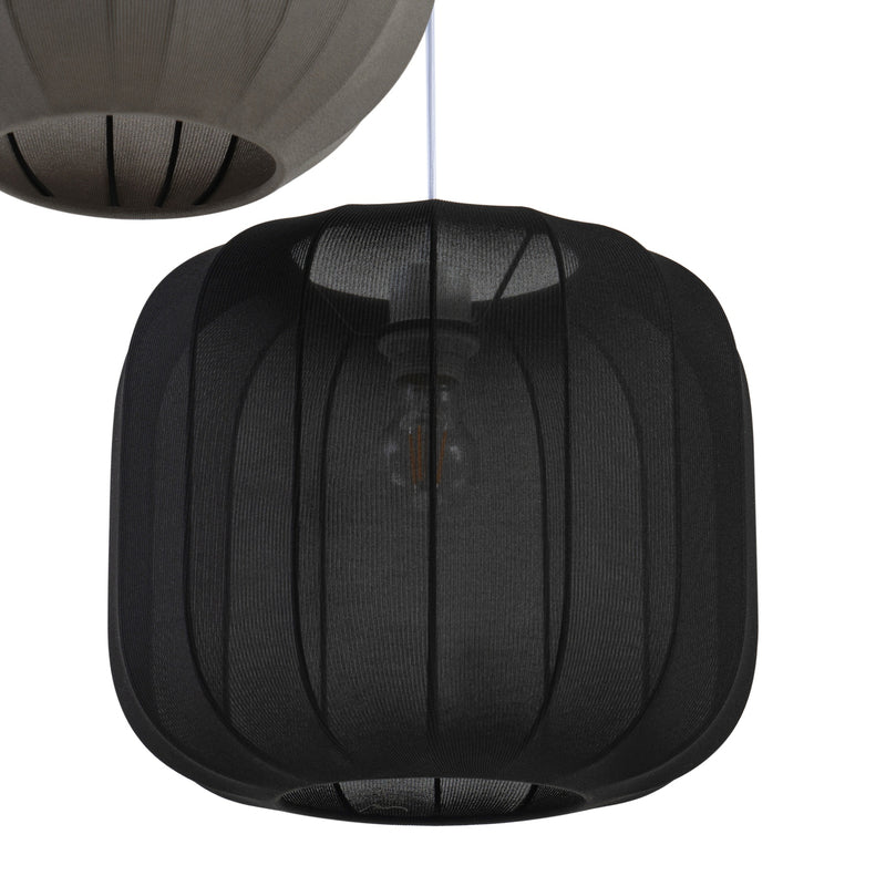 Lindby Hängelampe Pendelleuchte Lampe schwarz weiß grau Textil 60cm 3-flammig690 - 4251911793871