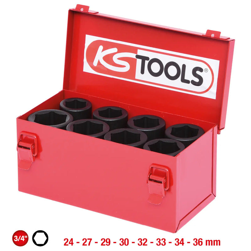 KS Tools Stecknuss-Set 3/4" (20 mm) Chrom-Molybdän Stahl im Stahlblechkoffer - 4042146172421