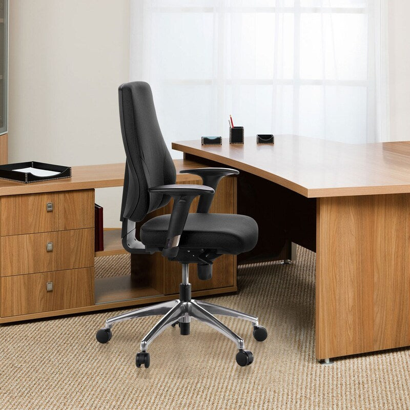hjh OFFICE PRO-TEC 200 Bürostuhl Drehstuhl Büro-Stuhl Stoff schwarz Aluminium - 4260182537176