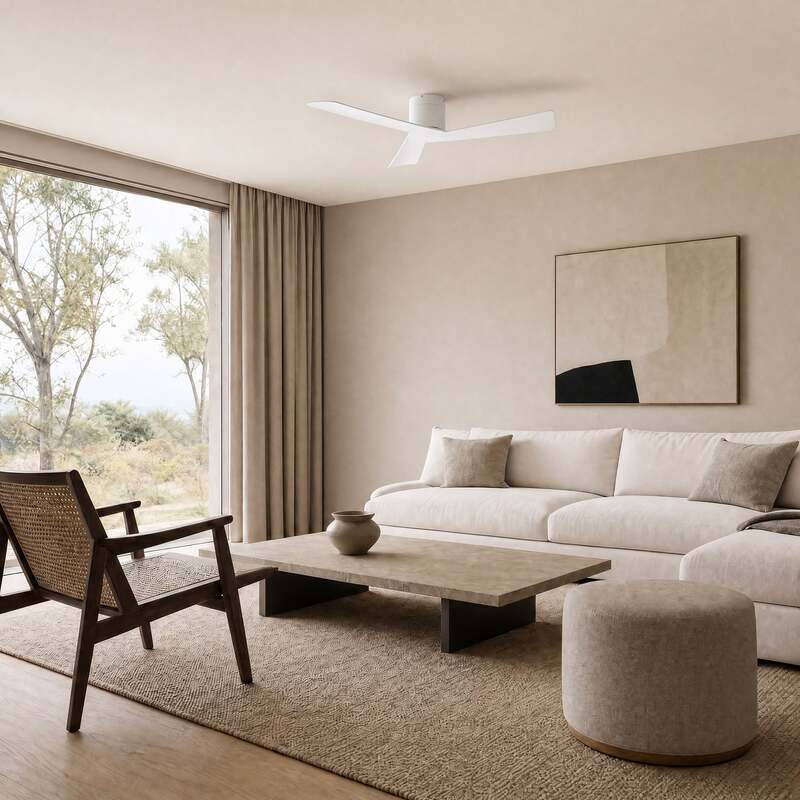 Lucande Deckenventilator Ventoro Ø132cm weiß Metall mit Fernbedienung Rücklauf - 4255830911354