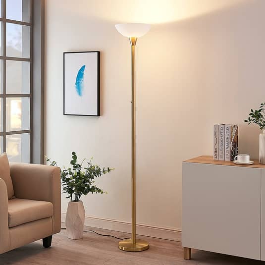 Lindby Stehlampe Ignacia LED Stehleuchte Lampe messingfarben 180cm E27 Leuchte - 4251096543407